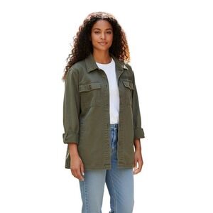 PAIGE Olive Green Utility Jacket Button Front Long Sleeve Women's Medium